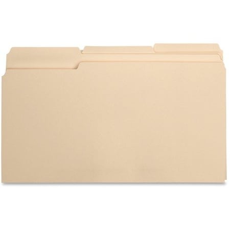 Business Source File Folders, 11 Pt., 1/3 Cut Ast Tab, Legal, Manila, 100PK BSN17526